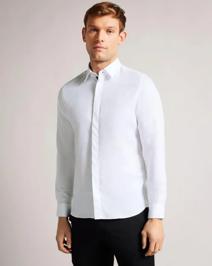 Long Sleeve Shirt White Men Ted Baker Clothing Long Sleeve Shirt White Men Ted Baker Clothing
