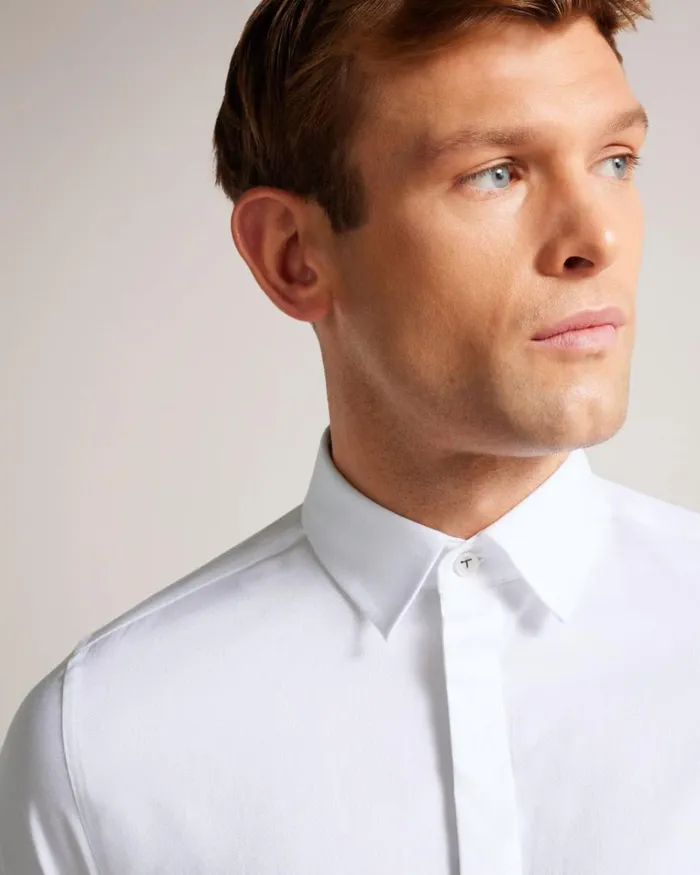 Long Sleeve Shirt White Men Ted Baker Clothing Long Sleeve Shirt White Men Ted Baker Clothing