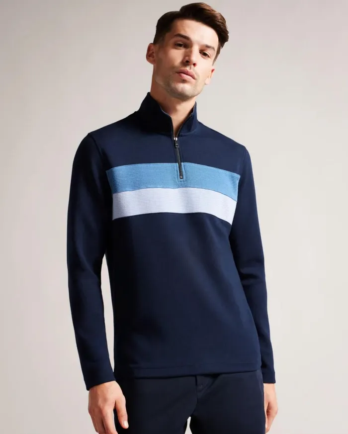 Long Sleeve Slim Fit Half Zip Jumper Navy Men Ted Baker Clothing Long Sleeve Slim Fit Half Zip Jumper Navy Men Ted Baker Clothing