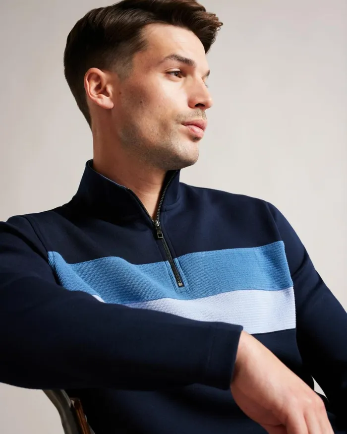 Long Sleeve Slim Fit Half Zip Jumper Navy Men Ted Baker Clothing Long Sleeve Slim Fit Half Zip Jumper Navy Men Ted Baker Clothing