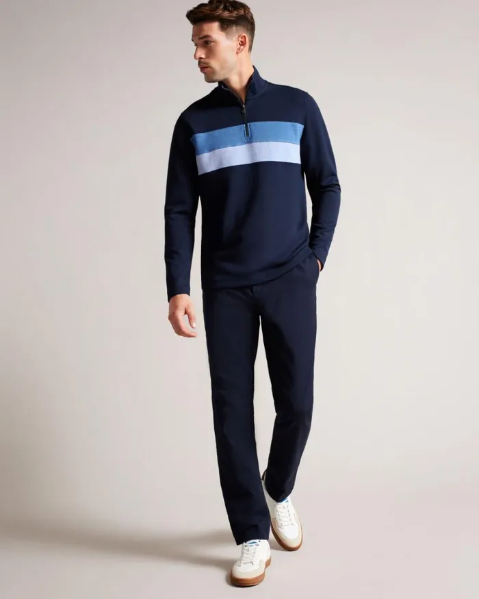 Long Sleeve Slim Fit Half Zip Jumper Navy Men Ted Baker Clothing Long Sleeve Slim Fit Half Zip Jumper Navy Men Ted Baker Clothing