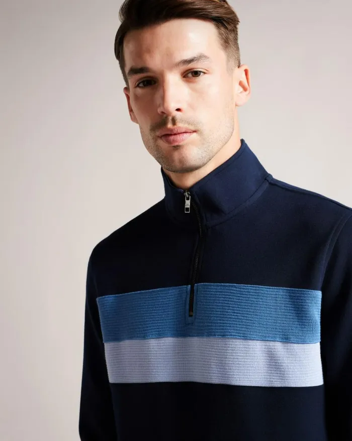 Long Sleeve Slim Fit Half Zip Jumper Navy Men Ted Baker Clothing Long Sleeve Slim Fit Half Zip Jumper Navy Men Ted Baker Clothing