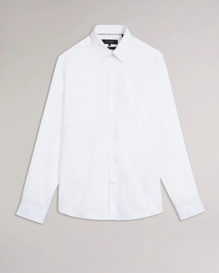 Long Sleeve Slim Fit Shirt White Men Ted Baker Clothing