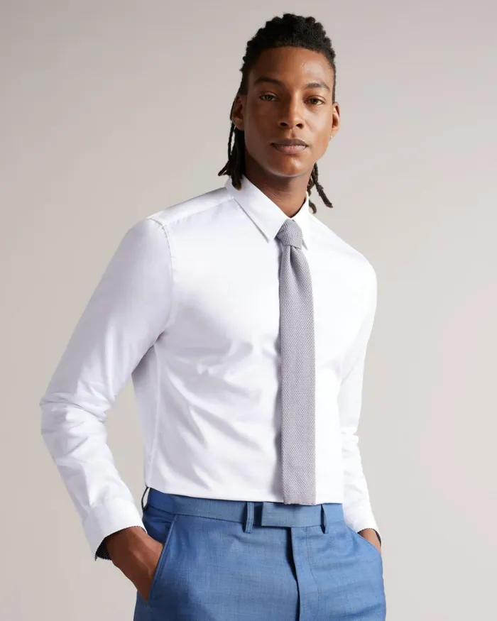 Long Sleeve Slim Fit Shirt White Men Ted Baker Clothing Long Sleeve Slim Fit Shirt White Men Ted Baker Clothing