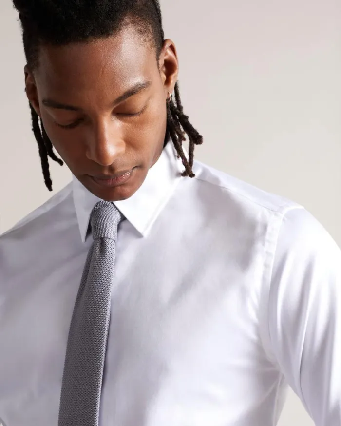 Long Sleeve Slim Fit Shirt White Men Ted Baker Clothing Long Sleeve Slim Fit Shirt White Men Ted Baker Clothing