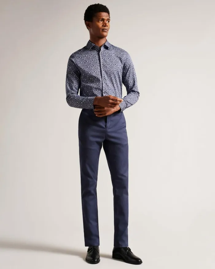 Long Sleeve Spot Print Shirt Navy Men Ted Baker Clothing Long Sleeve Spot Print Shirt Navy Men Ted Baker Clothing