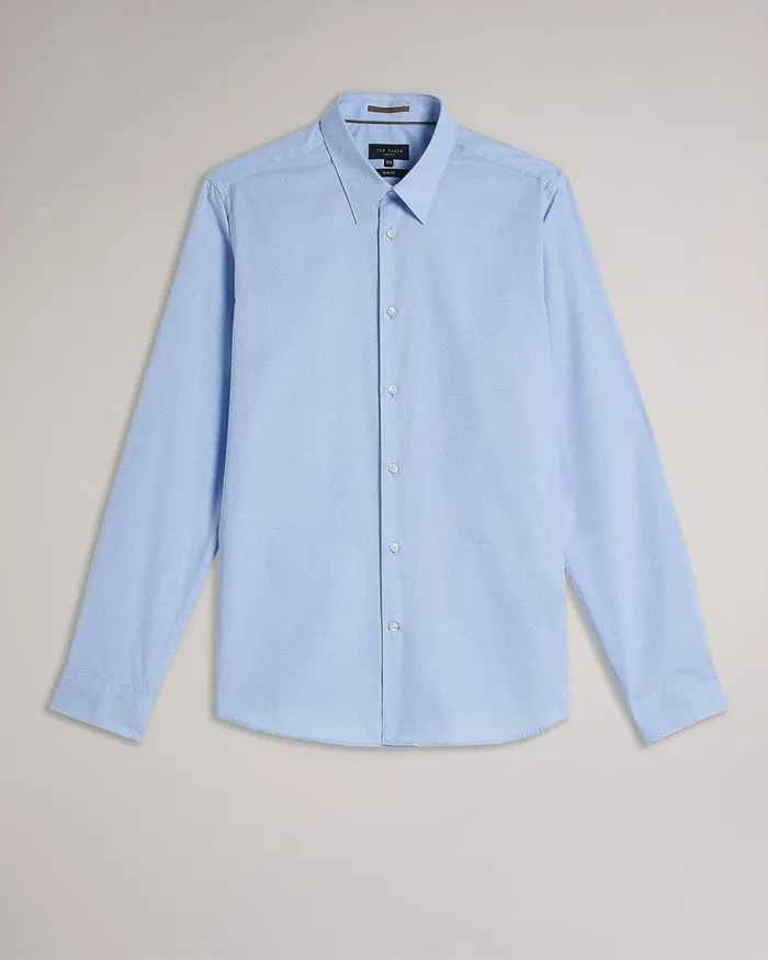 Long Sleeve Spot Shirt Blue Men Ted Baker Clothing