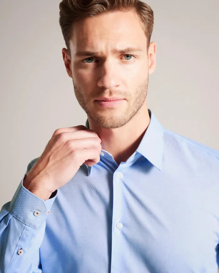 Long Sleeve Spot Shirt Blue Men Ted Baker Clothing Long Sleeve Spot Shirt Blue Men Ted Baker Clothing