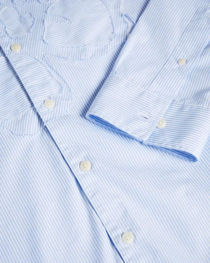 Long Sleeve Striped Shirt With Magnolia Detail Blue Men Ted Baker Clothing Long Sleeve Striped Shirt With Magnolia Detail Blue Men Ted Baker Clothing