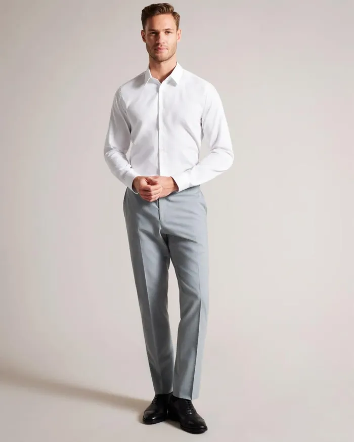Long Sleeve Textured Stripe Shirt White Men Ted Baker Clothing Long Sleeve Textured Stripe Shirt White Men Ted Baker Clothing