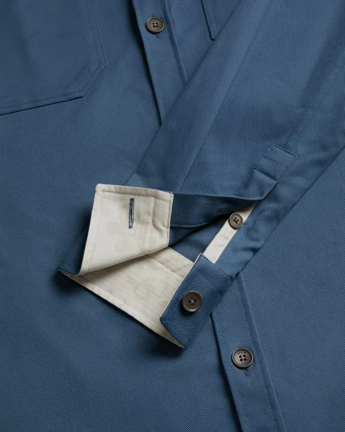 Long Sleeve Twill Overshirt Medium Blue Men Ted Baker Clothing Long Sleeve Twill Overshirt Medium Blue Men Ted Baker Clothing