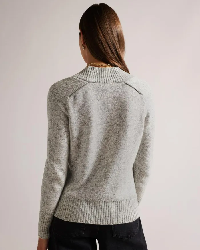 Long Sleeve V Neck Jumper Gray Marl Women Ted Baker Clothing Long Sleeve V Neck Jumper Gray Marl Women Ted Baker Clothing