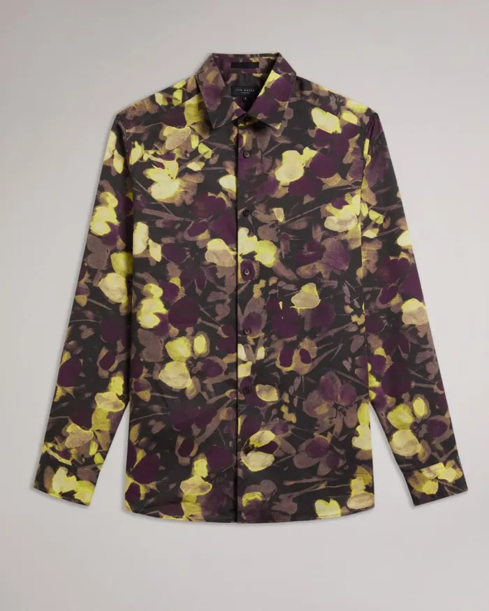 Long Sleeve Watercolour Print Shirt Multicolor Men Ted Baker Clothing