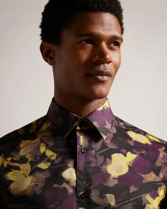 Long Sleeve Watercolour Print Shirt Multicolor Men Ted Baker Clothing
