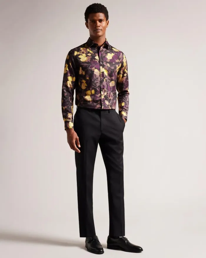 Long Sleeve Watercolour Print Shirt Multicolor Men Ted Baker Clothing