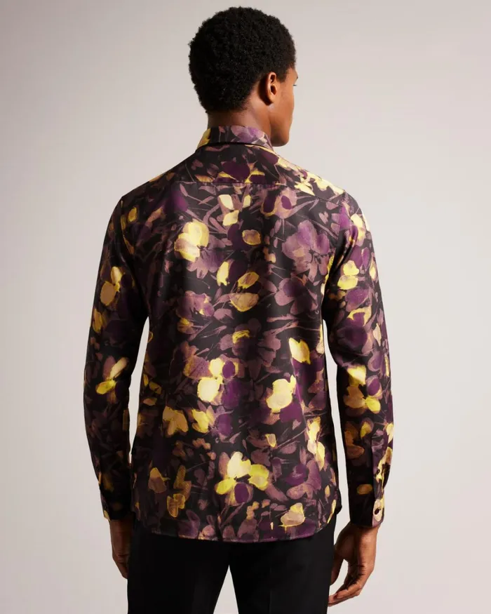 Long Sleeve Watercolour Print Shirt Multicolor Men Ted Baker Clothing
