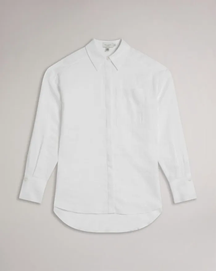 Longline Linen Shirt White Women Ted Baker Clothing