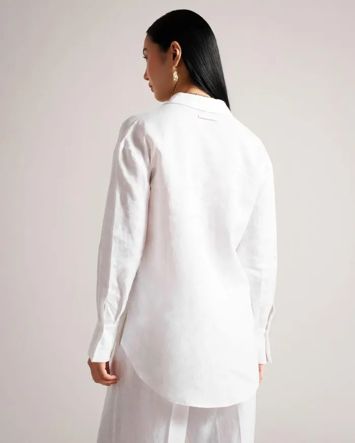 Longline Linen Shirt White Women Ted Baker Clothing