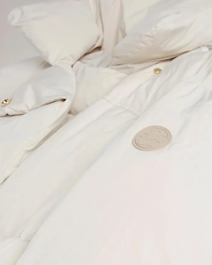 Longline Puffer Belted Coat White Women Ted Baker Coats and Jackets
