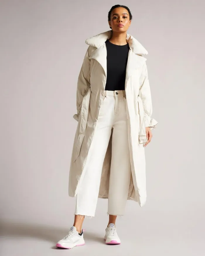 Longline Puffer Belted Coat White Women Ted Baker Coats and Jackets Longline Puffer Belted Coat White Women Ted Baker Coats and Jackets