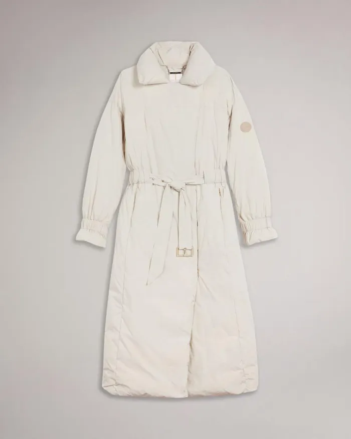 Longline Puffer Belted Coat White Women Ted Baker Coats and Jackets Longline Puffer Belted Coat White Women Ted Baker Coats and Jackets