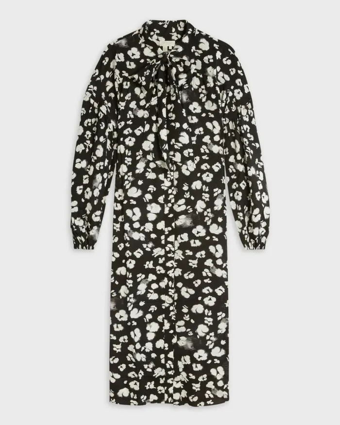 Longline Pussy Bow Dress Black Women Ted Baker Dresses