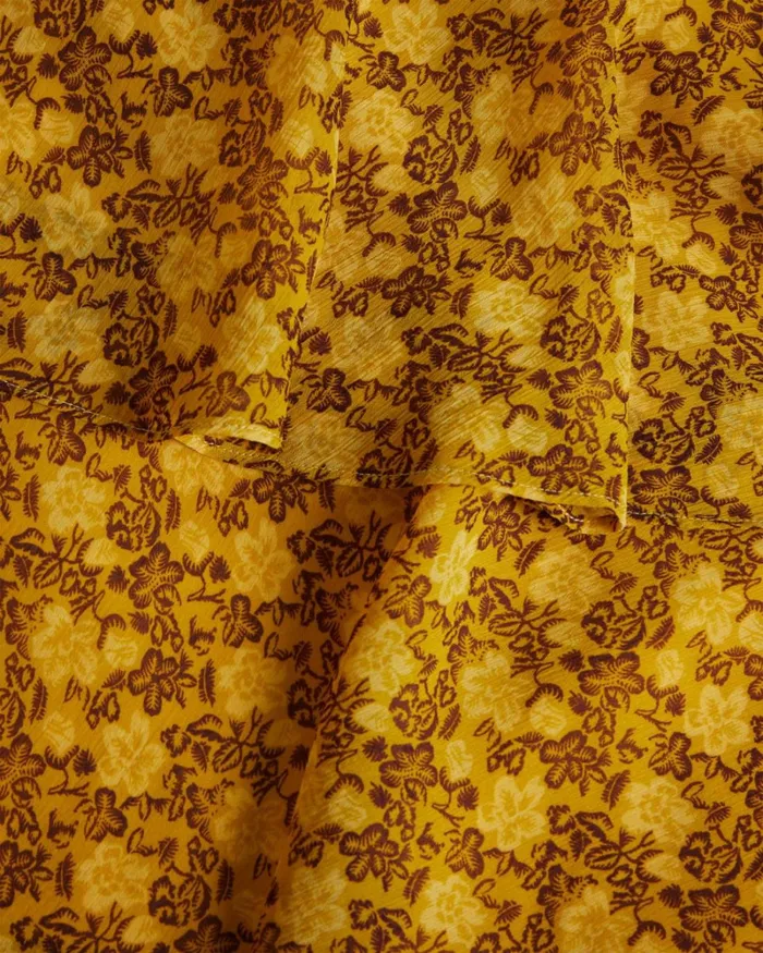 Low V Neck Ruffle Printed Maxi Dress Medium Yellow Women Ted Baker Dresses