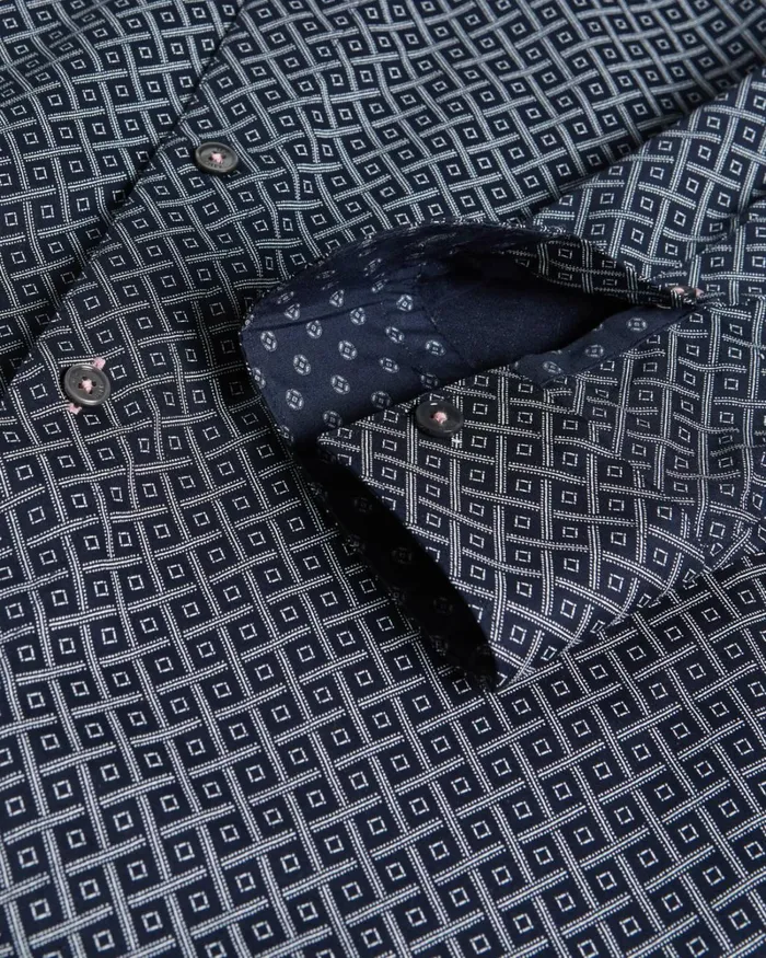 LS Diamond Print Shirt Navy Men Ted Baker Shirts LS Diamond Print Shirt Navy Men Ted Baker Shirts