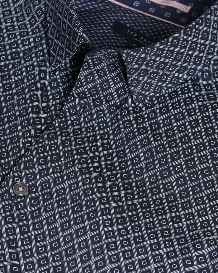 LS Diamond Print Shirt Navy Men Ted Baker Shirts LS Diamond Print Shirt Navy Men Ted Baker Shirts
