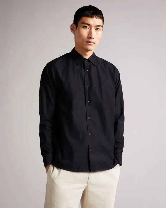LS Floral Jacquard Shirt Black Men Ted Baker Clothing LS Floral Jacquard Shirt Black Men Ted Baker Clothing