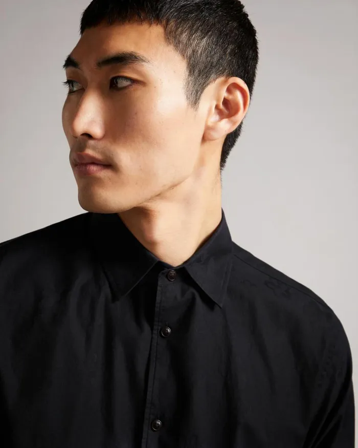 LS Floral Jacquard Shirt Black Men Ted Baker Clothing LS Floral Jacquard Shirt Black Men Ted Baker Clothing