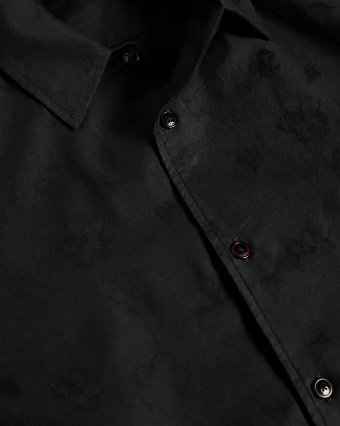 LS Floral Jacquard Shirt Black Men Ted Baker Clothing LS Floral Jacquard Shirt Black Men Ted Baker Clothing