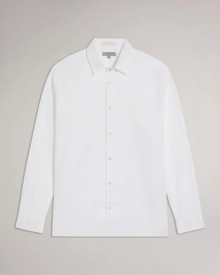 LS Floral Jacquard Shirt White Men Ted Baker Clothing