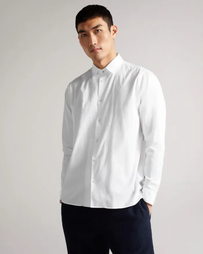 LS Floral Jacquard Shirt White Men Ted Baker Clothing LS Floral Jacquard Shirt White Men Ted Baker Clothing