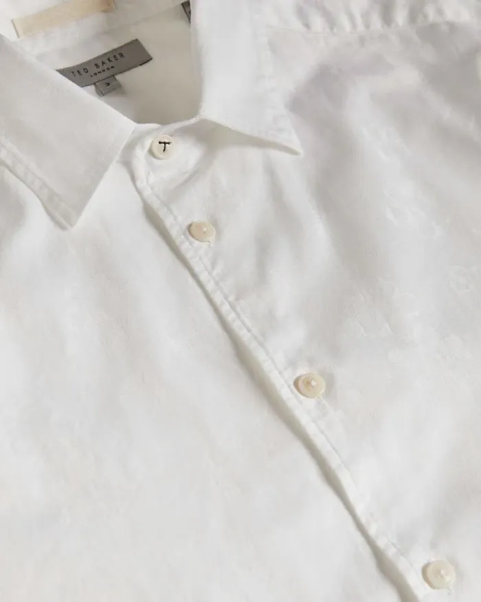LS Floral Jacquard Shirt White Men Ted Baker Clothing LS Floral Jacquard Shirt White Men Ted Baker Clothing