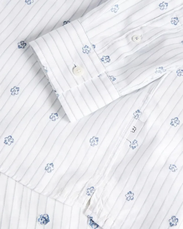 LS Stripe Flower Coupe Shirt White Men Ted Baker Clothing LS Stripe Flower Coupe Shirt White Men Ted Baker Clothing