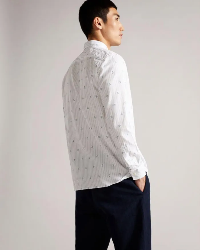 LS Stripe Flower Coupe Shirt White Men Ted Baker Clothing LS Stripe Flower Coupe Shirt White Men Ted Baker Clothing