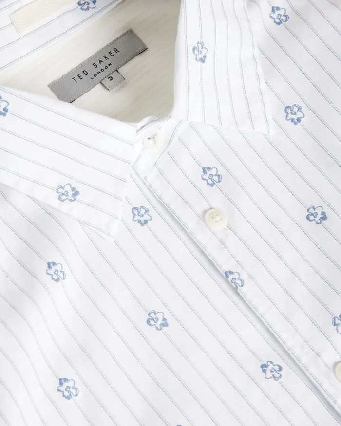 LS Stripe Flower Coupe Shirt White Men Ted Baker Clothing LS Stripe Flower Coupe Shirt White Men Ted Baker Clothing