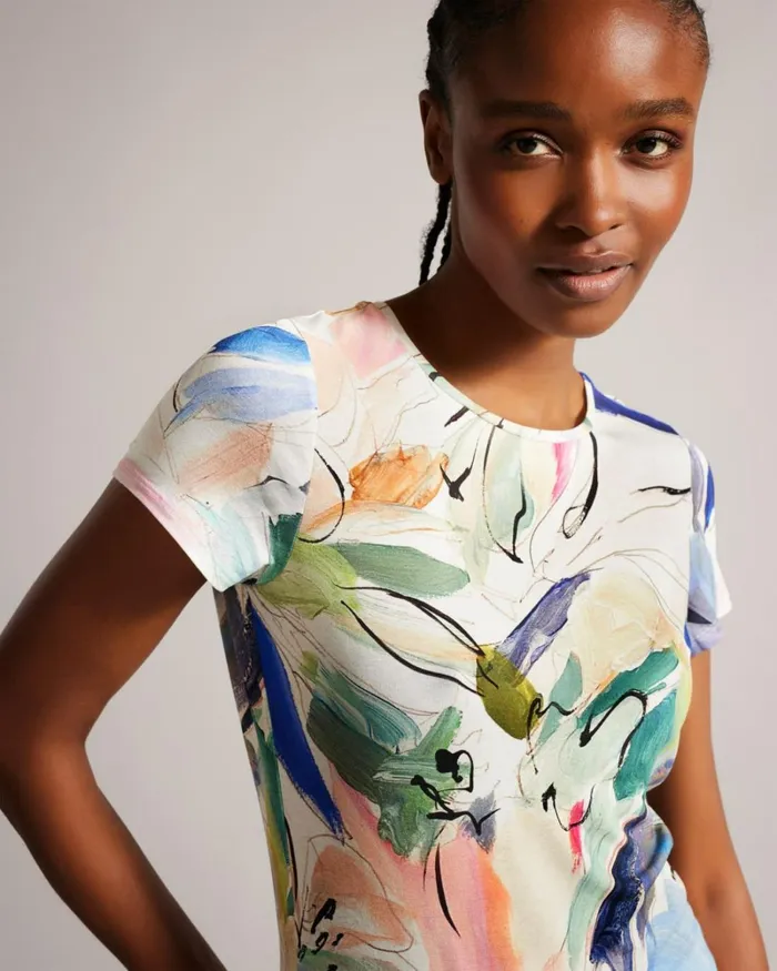 Magnolia Art Print TShirt White Women Ted Baker Clothing Magnolia Art Print TShirt White Women Ted Baker Clothing