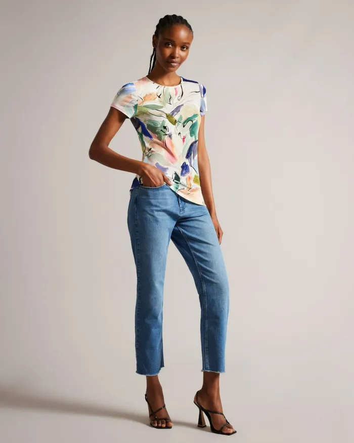 Magnolia Art Print TShirt White Women Ted Baker Clothing Magnolia Art Print TShirt White Women Ted Baker Clothing