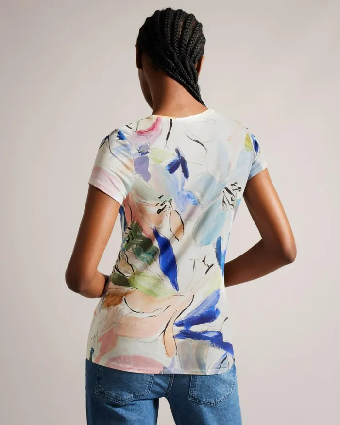 Magnolia Art Print TShirt White Women Ted Baker Clothing Magnolia Art Print TShirt White Women Ted Baker Clothing