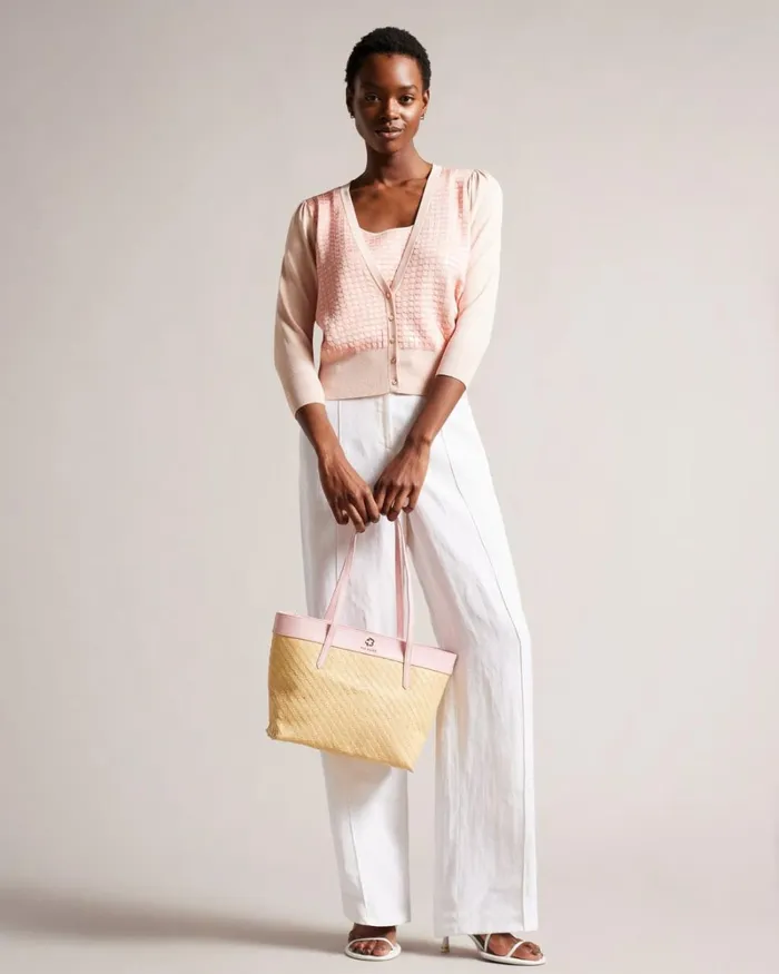 Magnolia Eyelet Woven Tote Bag Pale Pink Women Ted Baker Bags