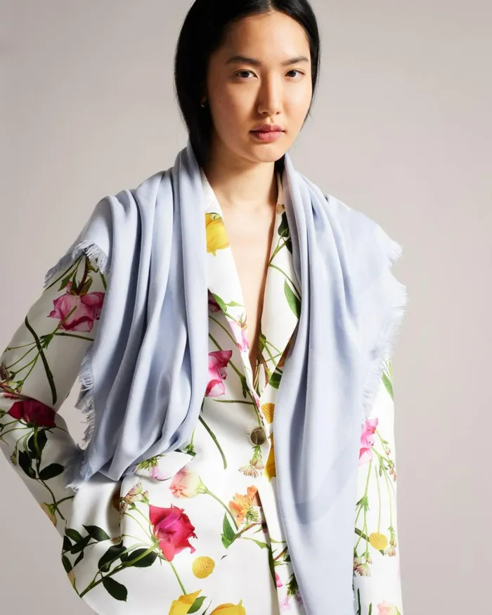 Magnolia Large Square Scarf Light Blue Women Ted Baker Scarves Magnolia Large Square Scarf Light Blue Women Ted Baker Scarves