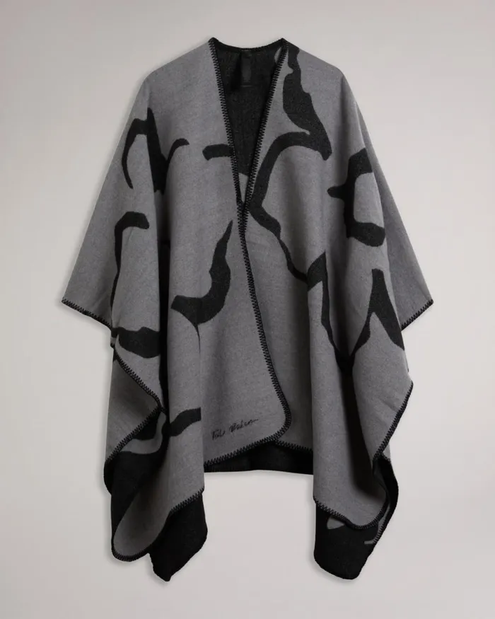 Magnolia Poncho Light Gray Women Ted Baker Scarves