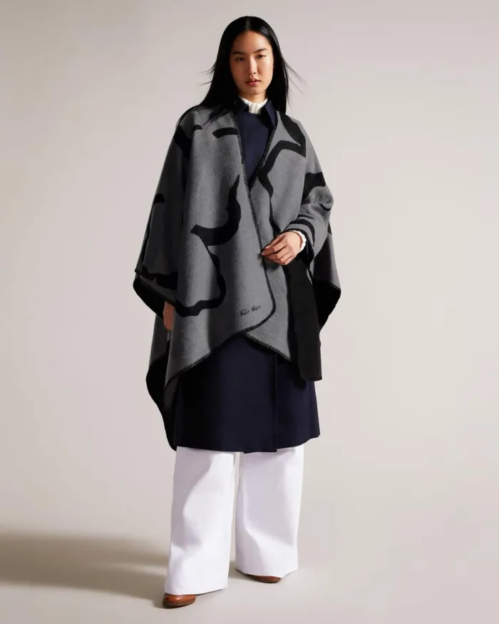 Magnolia Poncho Light Gray Women Ted Baker Scarves Magnolia Poncho Light Gray Women Ted Baker Scarves