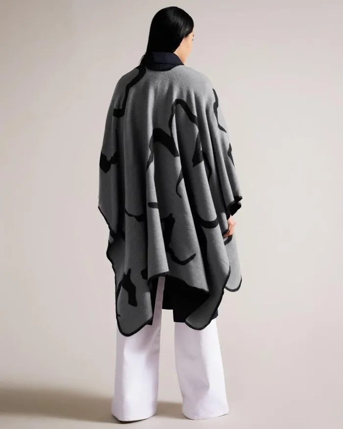 Magnolia Poncho Light Gray Women Ted Baker Scarves Magnolia Poncho Light Gray Women Ted Baker Scarves