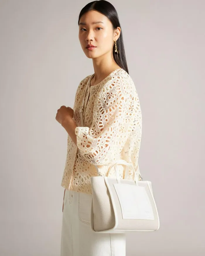 Medium Canvas Tote Bag White Women Ted Baker Bags Medium Canvas Tote Bag White Women Ted Baker Bags
