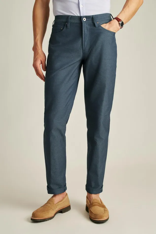Men 5Pocket Pants Bonobos Herringbone 5Pocket Pants Naval Blue