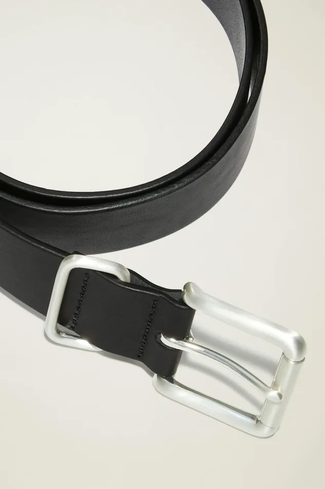 Men Belts Bonobos Leather Jeans Belt Black With Brushed Nickel