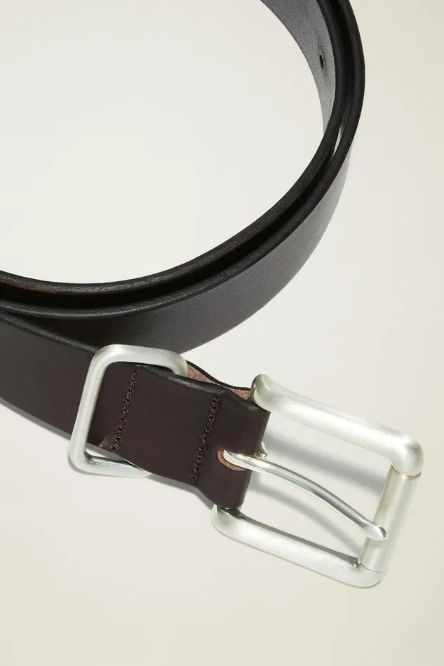 Men Belts Bonobos Leather Jeans Belt Brown With Brushed Nickel